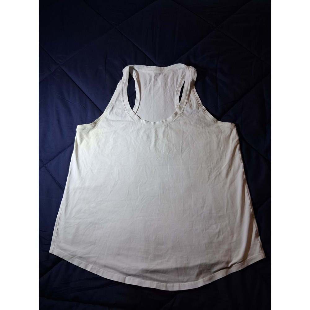 Lululemon Love Tank Top White Racerback Curved Hem Activewear Women Size Large